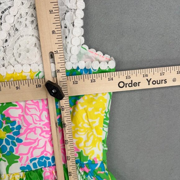 Lilly Pulitzer Dress Womens 0 Bright Colorful Hibiscus Stroll Raegan Lace Resort - Picture 10 of 16